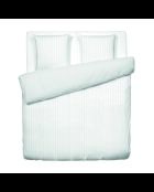 Parure housse de couette + taies carrées carrées satin de coton rayure tissé dobby Jacquard blanc 01