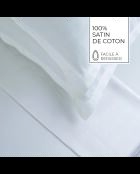 Parure housse de couette + taies carrées carrées satin de coton rayure tissé dobby Jacquard blanc 01