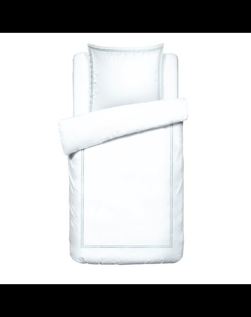 Set copripiumino + federa quadrata Biarritz in raso di cotone grigio/bianco