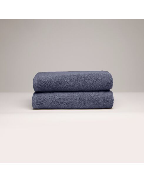 Serviette coton peigné LT Oasis bleu gris - 2x(50x100 cm)