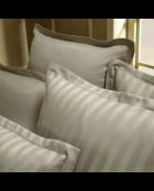 Set de 2 taies d'oreiller satin de coton rayure tissé dobby Jacquard taupe 01