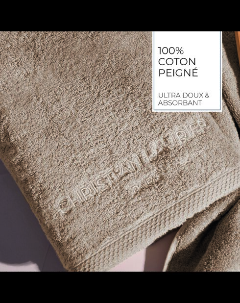 Serviette + drap de bain coton peigné LT Oasis taupe - 2x(50x100 cm)
