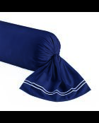 Taie de traversin satin de coton Biarritz blanc/bleu foncé - 43x210 cm