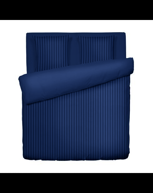 Parure housse de couette + taies carrées satin de coton rayure tissé dobby Jacquard bleu 11