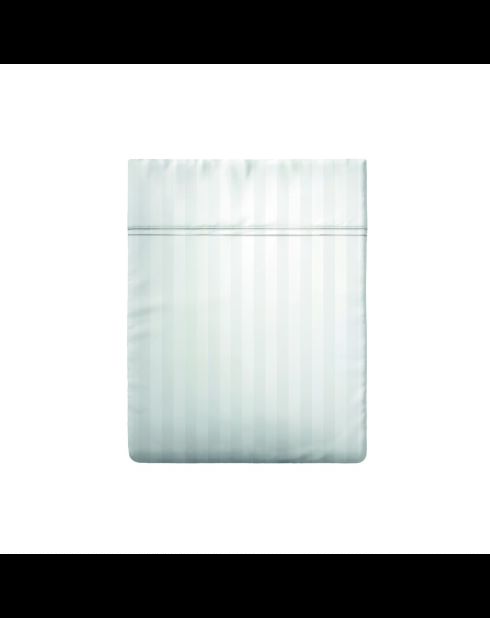 Drap plat satin de coton dobby stripe Jacquard blanc 01