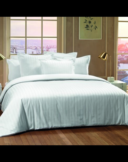 Drap plat satin de coton dobby stripe Jacquard blanc 01