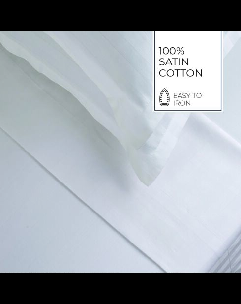 Drap plat satin de coton dobby stripe Jacquard blanc 01