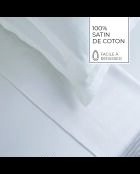 Drap plat satin de coton dobby stripe Jacquard blanc 01
