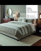Set copripiumino Emilia tortora + federe quadrate in raso di cotone