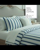 Federa Mateo in raso di cotone bianco/blu - 2x (50x70 cm)