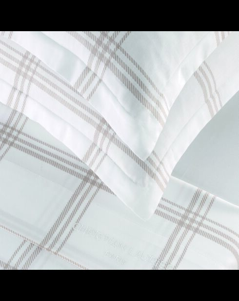 Parure housse de couette + taies carrées  satin de coton Apolline taupe