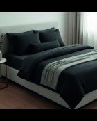 Parure housse de couette + taie carrée satin de coton rayure tissé dobby Jacquard gris 03