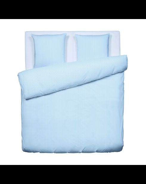 Parure housse de couette + taies carrées carrées coton percale Grenoble bleu clair