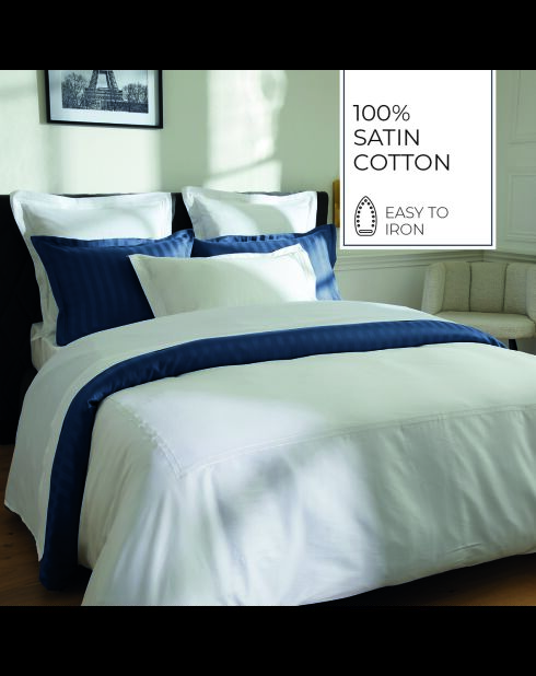 Drap plat satin de coton Biarritz blanc - 240x300 cm