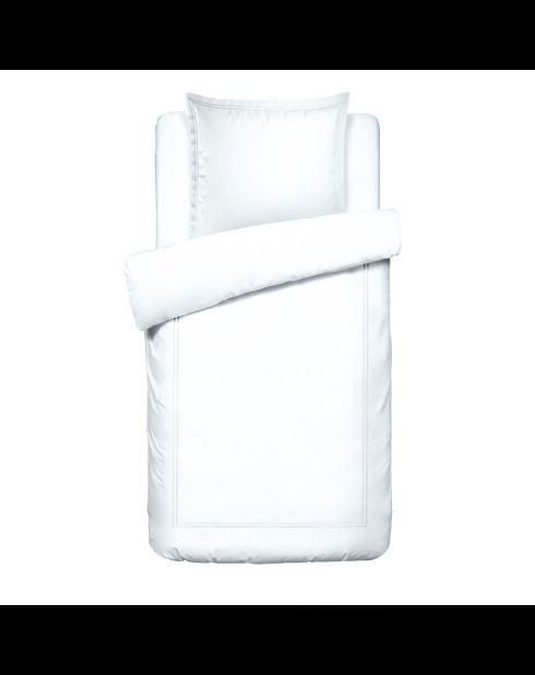 Parure housse de couette + taie carrée satin de coton Biarritz blanches