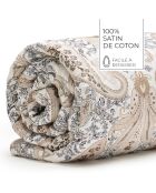 Couvre-lit satin de coton Palais oriental taupe - 220x250 cm