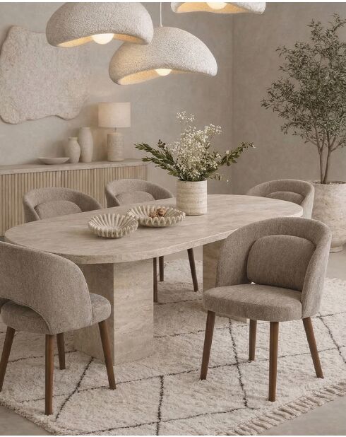 Set de 2 sillas de comedor de tela Neris beige - 52x47x77 cm