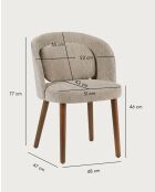 Set de 2 sillas de comedor de tela Neris beige - 52x47x77 cm