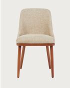 Set de 2 sillas de comedor de tela, patas de madera Liro de color beige, 48 x 53 x 81 cm
