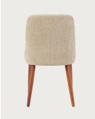 Set de 2 sillas de comedor de tela, patas de madera Liro de color beige, 48 x 53 x 81 cm