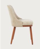 Set de 2 sillas de comedor de tela, patas de madera Liro de color beige, 48 x 53 x 81 cm