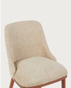 Set de 2 sillas de comedor de tela, patas de madera Liro de color beige, 48 x 53 x 81 cm