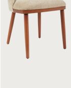Set de 2 sillas de comedor de tela, patas de madera Liro de color beige, 48 x 53 x 81 cm