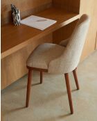 Set de 2 sillas de comedor de tela, patas de madera Liro de color beige, 48 x 53 x 81 cm