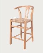 Tabourets de bar en teck et corde tressée Soren naturels  - 45x50x98 cm