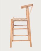 Tabourets de bar en teck et corde tressée Soren naturels  - 45x50x98 cm
