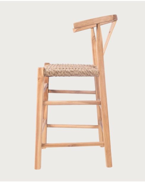 Tabourets de bar en teck et corde tressée Soren naturels  - 45x50x98 cm