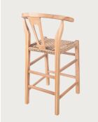 Tabourets de bar en teck et corde tressée Soren naturels  - 45x50x98 cm