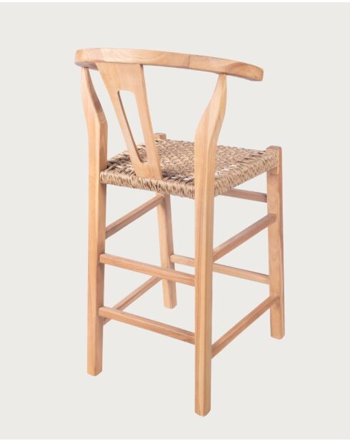 Tabourets de bar en teck et corde tressée Soren naturels  - 45x50x98 cm