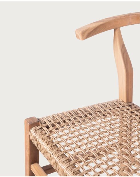 Tabourets de bar en teck et corde tressée Soren naturels  - 45x50x98 cm