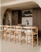 Tabourets de bar en teck et corde tressée Soren naturels  - 45x50x98 cm