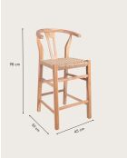 Tabourets de bar en teck et corde tressée Soren naturels  - 45x50x98 cm
