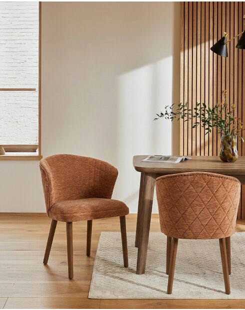 Set van 2 stoffen eetkamerstoelen met bruine Molo houten poten - 56x60,5x80 cm
