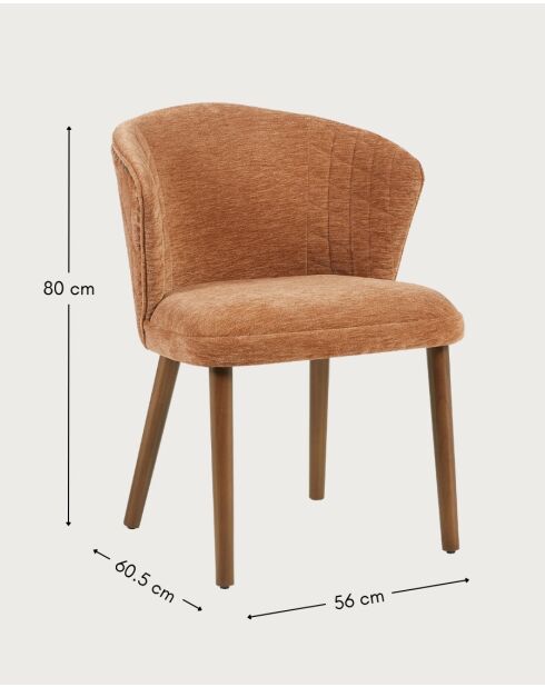 Set van 2 stoffen eetkamerstoelen met bruine Molo houten poten - 56x60,5x80 cm