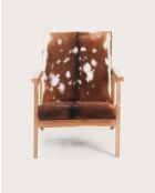 Fauteuil van natuurlijk cowboy teakhout en geitenleer - 67x80x77 cm