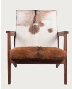 Fauteuil van natuurlijk cowboy teakhout en geitenleer - 67x80x77 cm