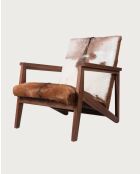 Fauteuil van natuurlijk cowboy teakhout en geitenleer - 67x80x77 cm