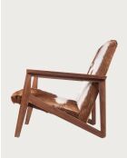 Fauteuil van natuurlijk cowboy teakhout en geitenleer - 67x80x77 cm