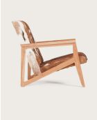 Fauteuil van natuurlijk cowboy teakhout en geitenleer - 67x80x77 cm