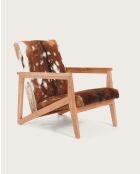 Fauteuil van natuurlijk cowboy teakhout en geitenleer - 67x80x77 cm