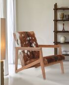 Fauteuil van natuurlijk cowboy teakhout en geitenleer - 67x80x77 cm