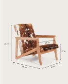 Fauteuil van natuurlijk cowboy teakhout en geitenleer - 67x80x77 cm