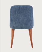 Set aus 2 Esszimmerstühlen aus Stoff mit blauen Liro Holzbeinen — 48x53x81 cm