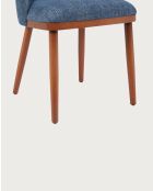 Set aus 2 Esszimmerstühlen aus Stoff mit blauen Liro Holzbeinen — 48x53x81 cm