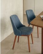 Set aus 2 Esszimmerstühlen aus Stoff mit blauen Liro Holzbeinen — 48x53x81 cm
