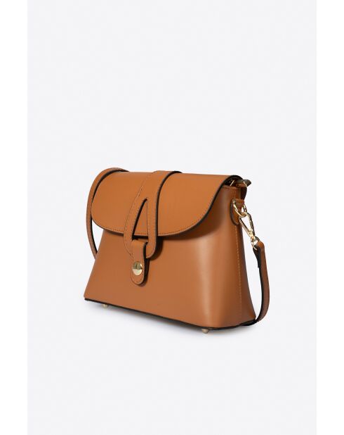 Thalia Schultergurt aus cognacfarbenem Leder - 25 x 9 x 19 cm